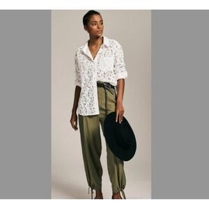 Pilcro White Unconventional Lace Womens Size XL Shirt Boho Festival